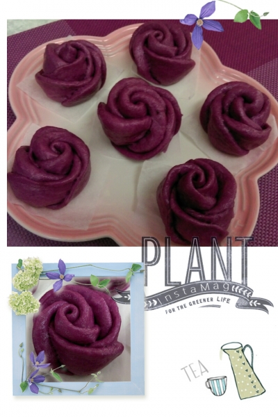 紫薯玫瑰花造型饅頭