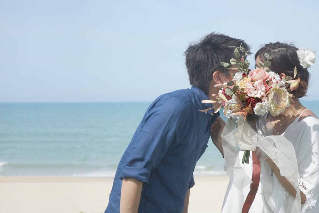 全自助自拍沙灘婚照
