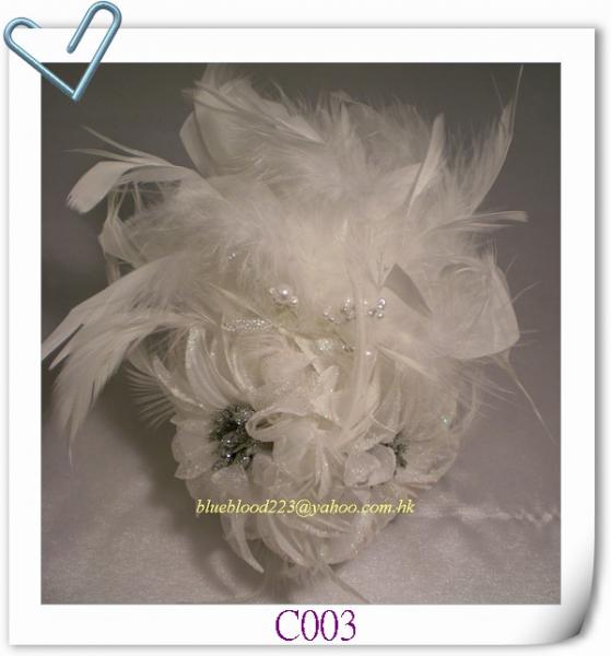 分享自製新娘婚紗頭飾禮帽C003