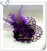 分享自製新娘晚裝紫銀色頭飾禮帽 C179