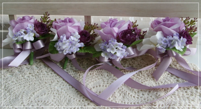 淺紫玫瑰手花襟花