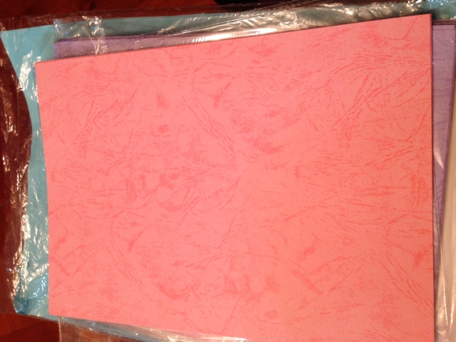 2) 皮纹纸双面   粉红色 180g 共6 张 $6