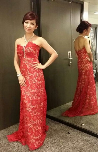 Red low cut lace evening gown, featured by Heidi Chu 朱凱婷 - Celebrity featuring - chapterone - , , , , , , , , , , , 