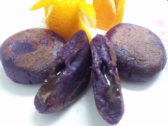 [低糖健康甜品]紫蕃薯薑糖流心餡煎餅
