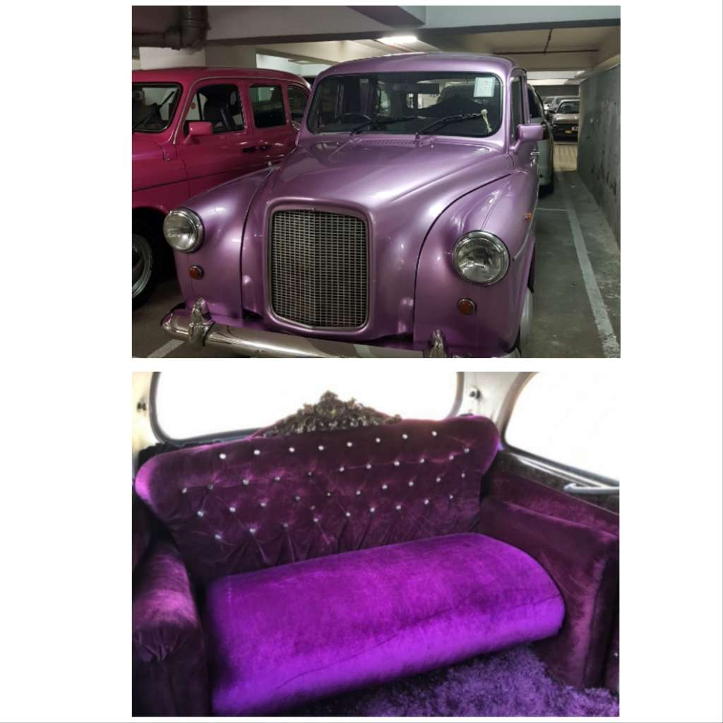 紫色London Taxi - 配上紫色花車佈置