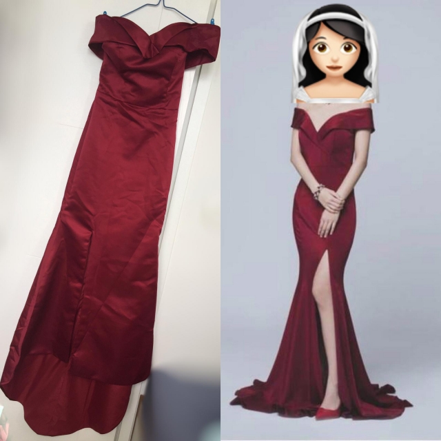 [放紅裙] 全新訂造 敬酒紅裙 緞面開叉拉鏈裙